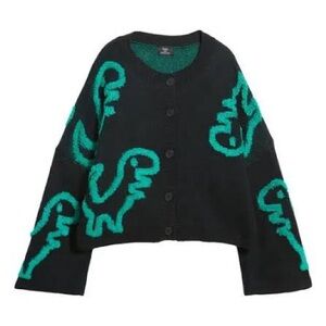 Dressed in Lala Rawr T-Rex Jacquard Cardigan Dinosaur Sweater